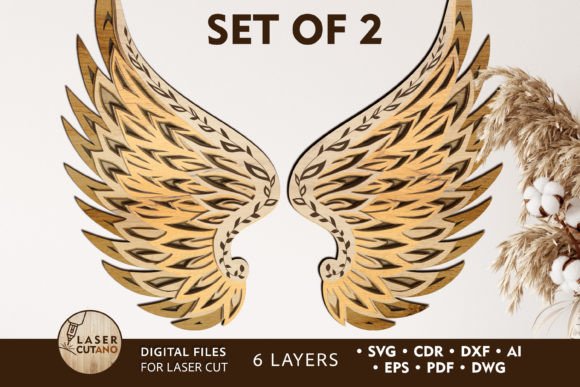 Angels Wings Laser Cut Template for Stunning 3D Art