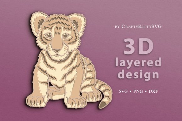 Baby Tiger 3D Layered SVG Cut File: A Roaring Addition to Your Projects