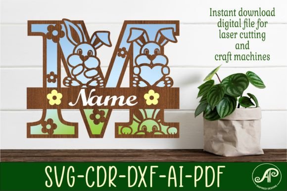Bunny Capital Monogram Letter M SVG Design