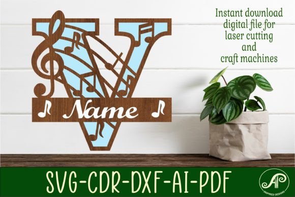 Create Elegant Music Monograms with Letter V SVG Cut File