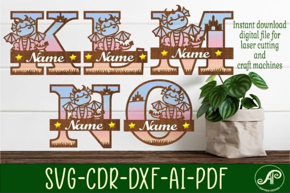Dragon Monogram Letter Bundle Name Signs: A Crafty Design Asset
