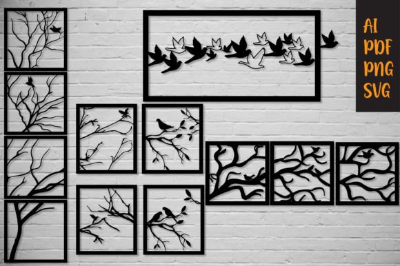 Elegant Birds Wall Panel Cut File Bundle for Creative Projects