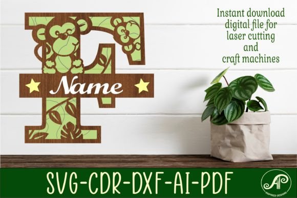 Elegant Monogram Design: Monkey Capital Letter F SVG