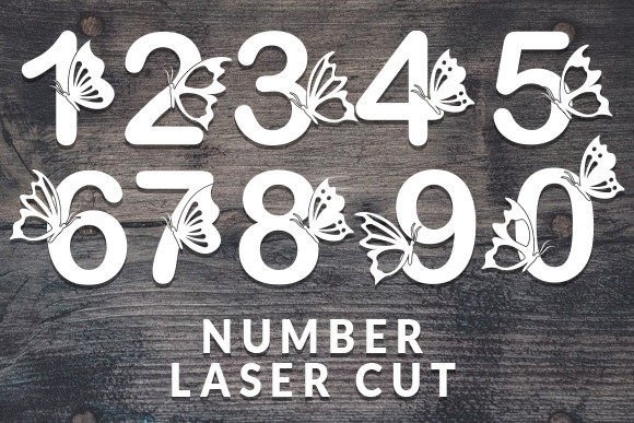 Floral Butterfly Number Laser Cut