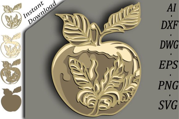 Golden Apple Multilayer Svg/3D Layered Design