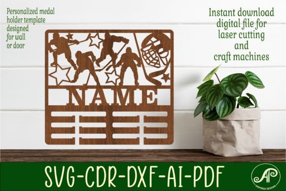 Ice Hockey Medal Holder SVG Cut File for Laser & Craft