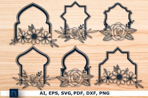 Laser Cut Floral Mosque Dome SVG Bundle