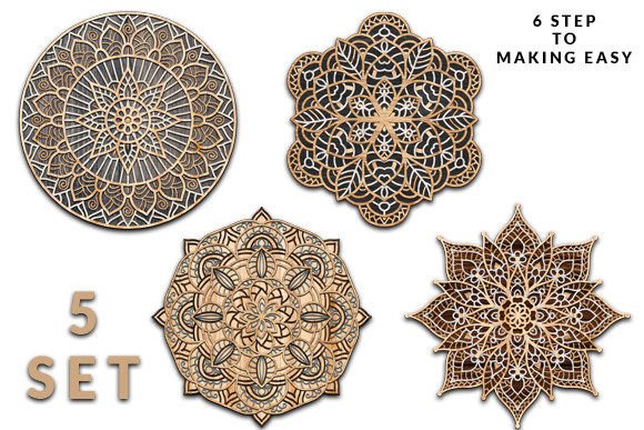 Mandala Flower Laser Cut Set: Modern Art for Your Home