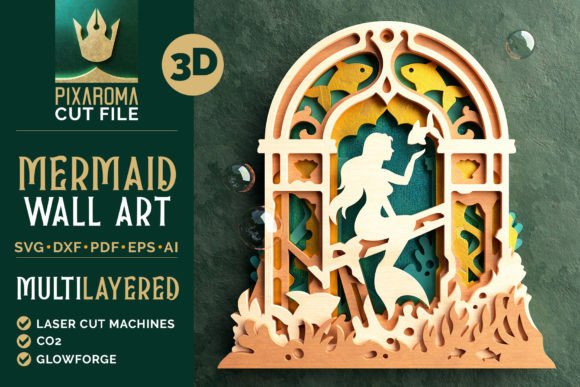 Mermaid 3D Layered SVG: Stunning Laser Cut Art