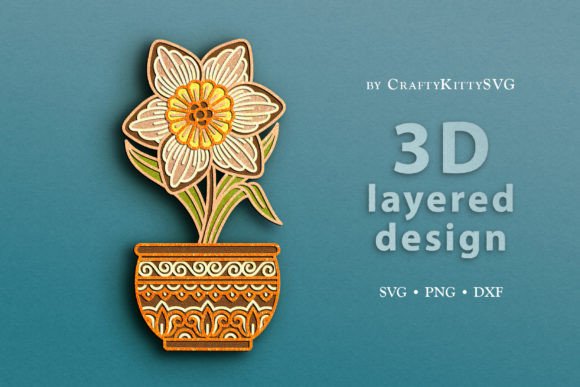 Narcissus Flower 3D Layered SVG Cut File