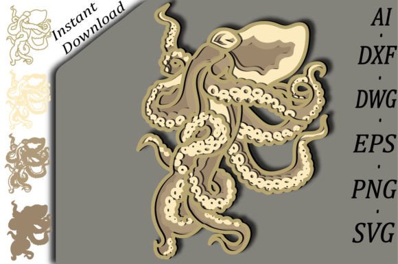 Octopus Multilayer SVG: 3D Paper Art for Unique Gifts & Decor