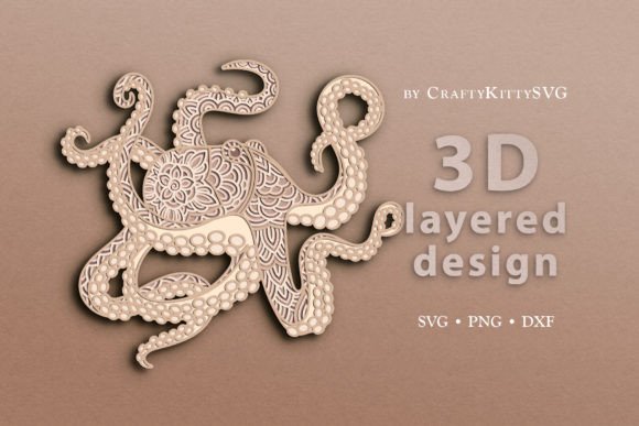 Octopus Tentacles 3D Layered SVG for Dynamic Crafts