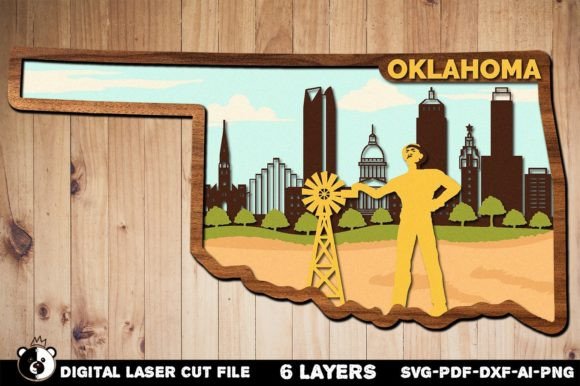 Oklahoma SVG, 3D Layered Laser Cut File