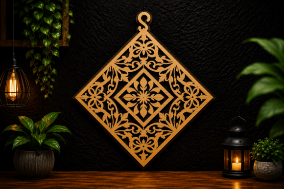 Ornamental Diamond Frame Laser Cut SVG