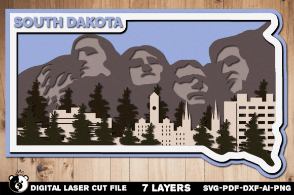 South Dakota SVG, 3D Laser Cut File for CNC Projects