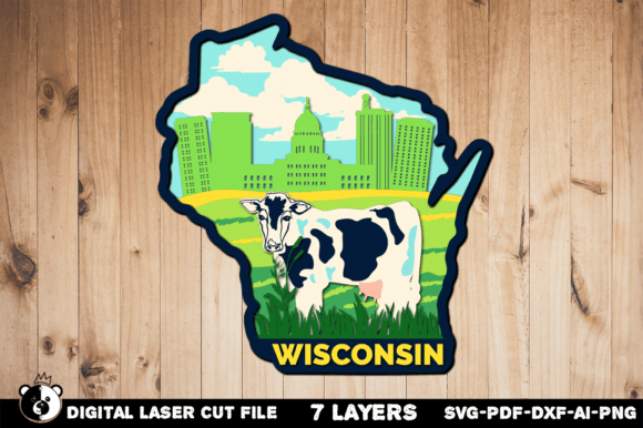 Wisconsin SVG: 3D Layered Laser Cut File